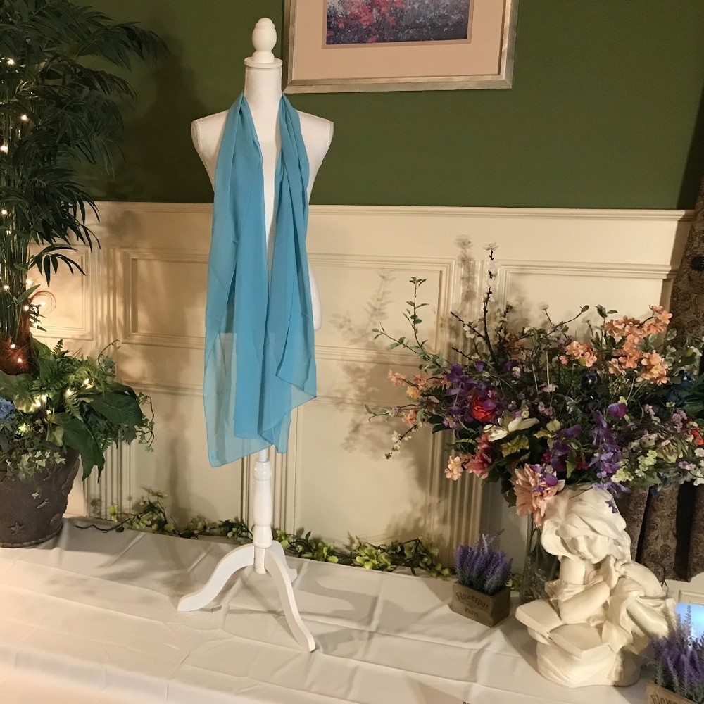 Turquoise blue chiffon scarf